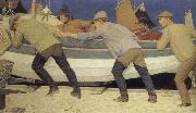 Joseph E.Southall Fishermen and boat oil on canvas